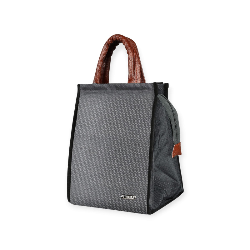 Grey Linen Textured Insulated Tiffin bag/Lunch Bag For Men & Women RSTB10