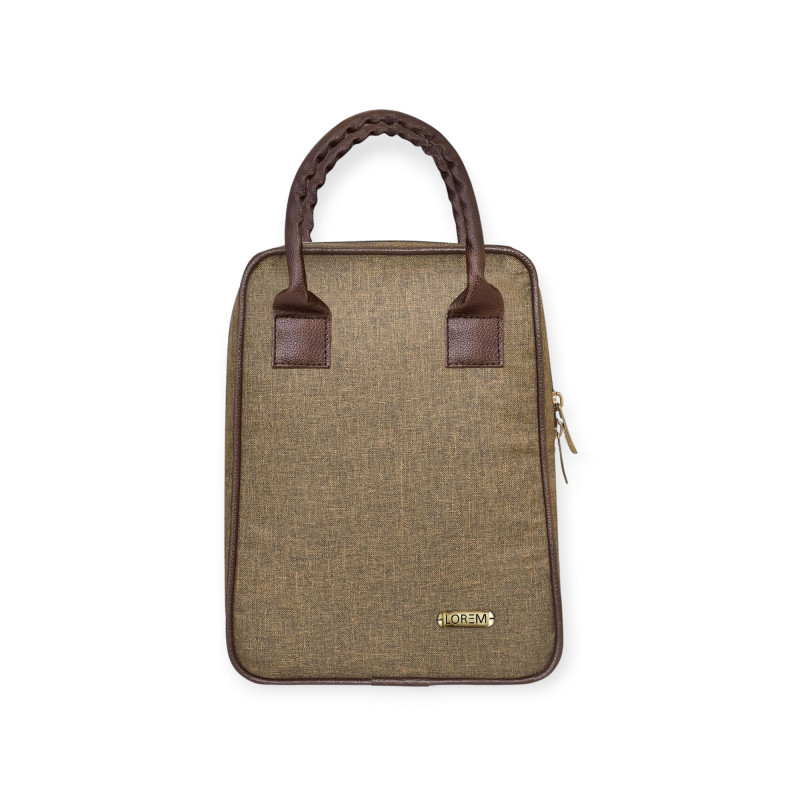 Khaki Linen Textured Insulated Tiffin bag/Lunch Bag For Men & Women RSTB03