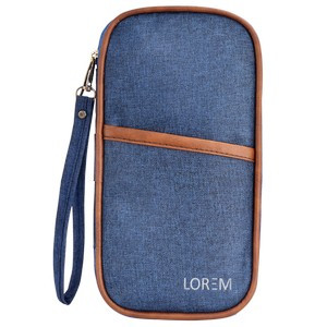 Blue & Tan Linen PVC Family Passport, Cards, Cheque Book Holder / Organizer for Men & Women RSOG06